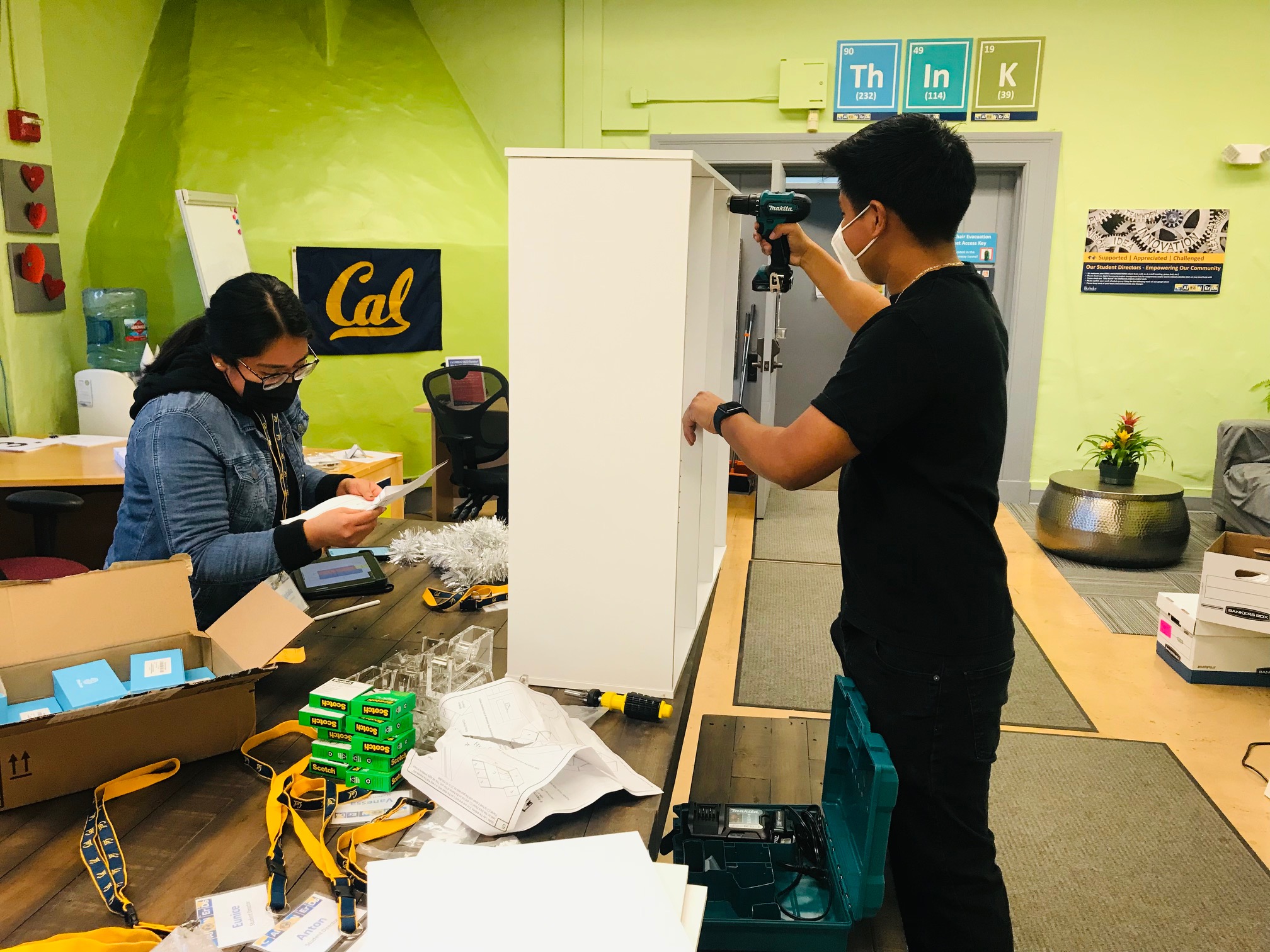 Cal NERDS Student Directors Putting Together Our Sewing Table